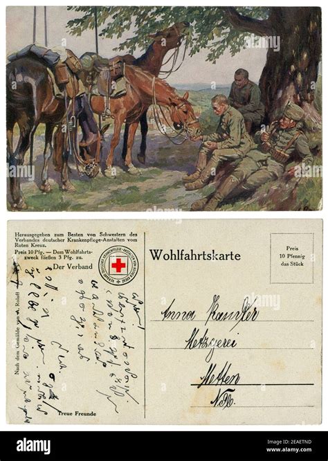 German Historical Postcard Three Friends Cavalry Hussars On A Halt