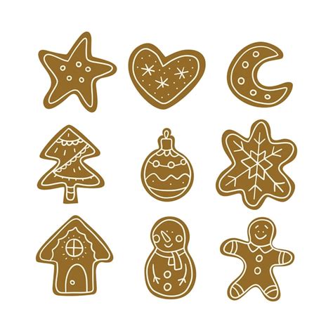 Premium Vector Ginger Cookies Set Christmas Cookies Clipart Vector