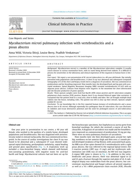 Mycobacterium Microti Pulmonary Infection With Vertebrodiscitis And A