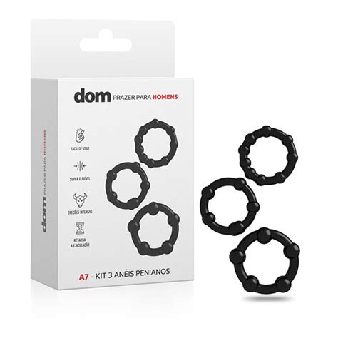 Anel Peniano Silicone de Alto Rendimento DOM Kit Anéis Central Erótica Sex Shop