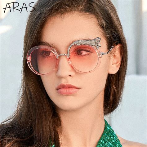 Oversized Round Sunglasses Women 2024 Luxury Brand Fashion Crystal