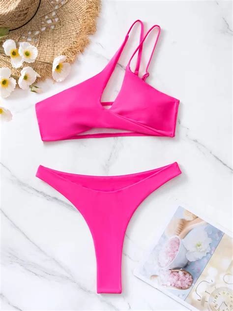 Sexy Bikini 2023 Swimsuit Women Swimwear One Shoulder Bathing Suit Thong Bikinis Sets Push Up