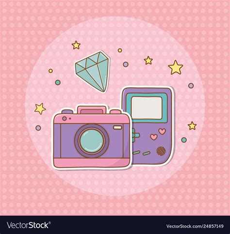 Camera photographic and video game stickers kawaii