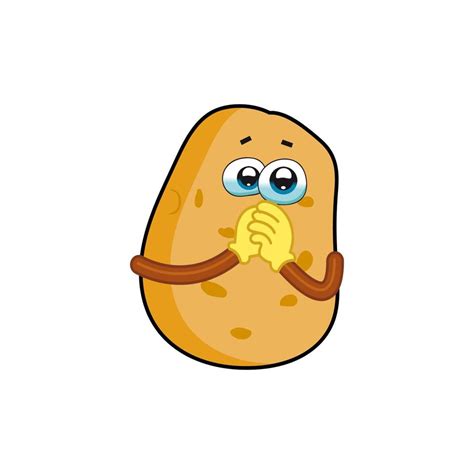 Vector Cartoon Potato Potato Mascot Smile Happy Cute Vector