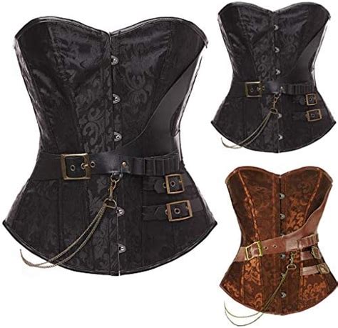 Binggong Damen Steampunk Brokatmuster Corsage Korsett Vintage Retro