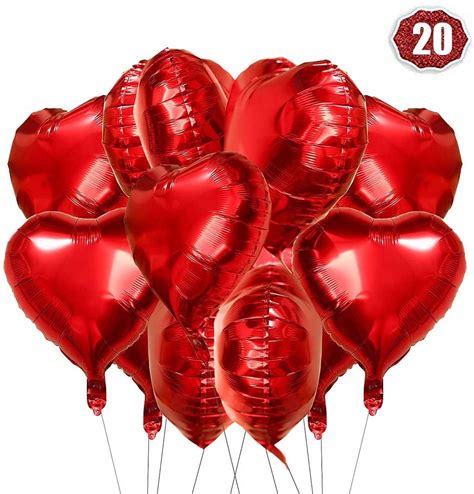 Heldig Heart Foil Balloon Red 20 Pieces Heart Helium Balloons Heart