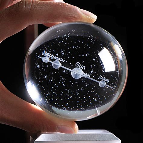 Buy 3D Solar System Crystal Ball With LED Colorful Lighting Touch Base