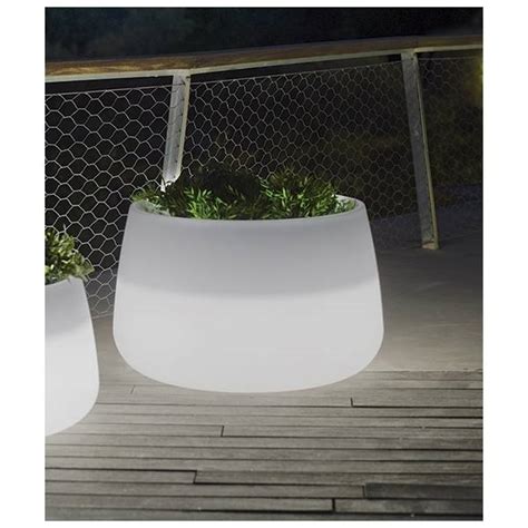 Pot de fleurs lumineux extérieur jardin CAMELIA 80 rond blanc LED E27