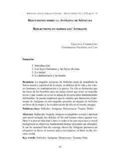 Reflexiones sobre la Antígona de Sófocles reflexiones sobre la ant