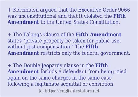 "fifth amendment" - some sentence examples - EnglishTestStore Blog