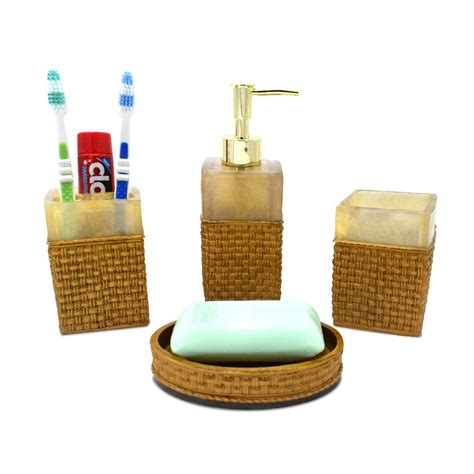 Sterling Bathroom Set Liquid Soap Dispenser Toothbrush Holder