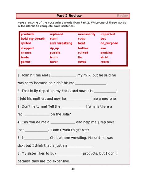 Esl Dialogues Vocabulary Review Lesson Book 3 Unit 2 Stickyball