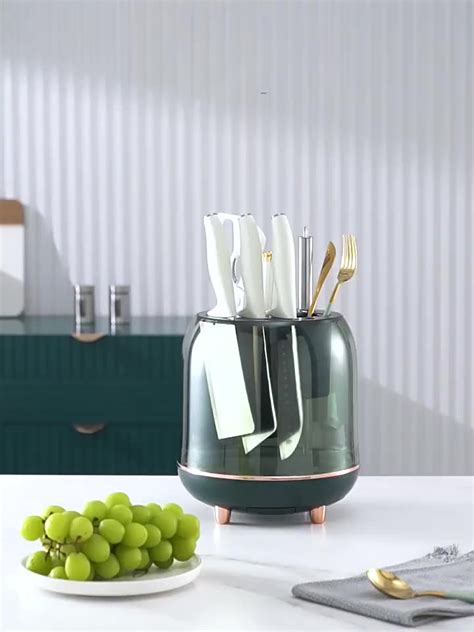 Multi Function Kitchen Rotating Knife Holder Drain Chopsticks Tube