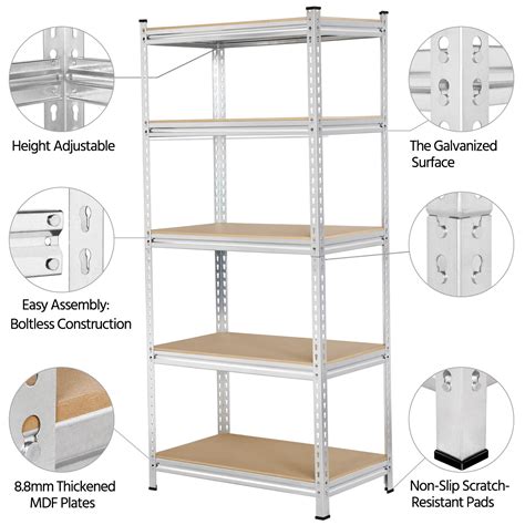 5 Tiers Adjustable Metal Storage Shelf