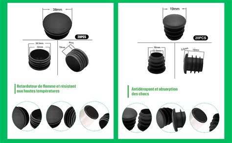 Bouchon en Plastique Rond 20 Pièces Bouchon Pied de Chaise Protection