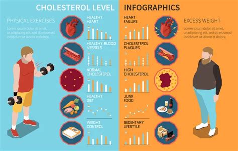 Cholesterol Problems Isometric Concept Good Bad Fat Products Vector