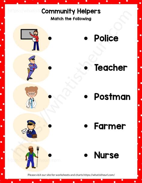 Free Printable Community Helpers Matching Worksheet