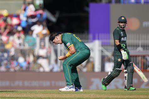 Gerald Coetzee Roars In Celebration After Taking His First Wicket