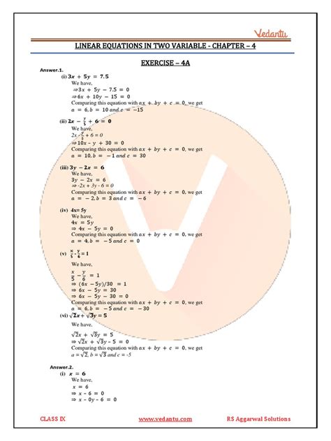 RS Aggarwal Class 9 Solutions Chapter-4 | PDF | Cartesian Coordinate ...