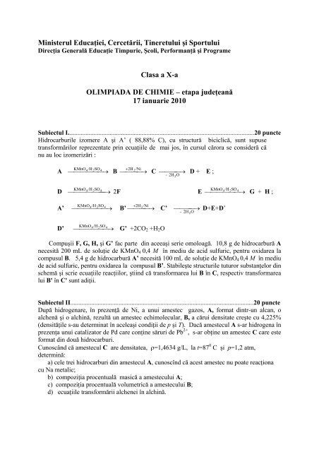 Subiecte Etapa Judeteana Clasa A X A