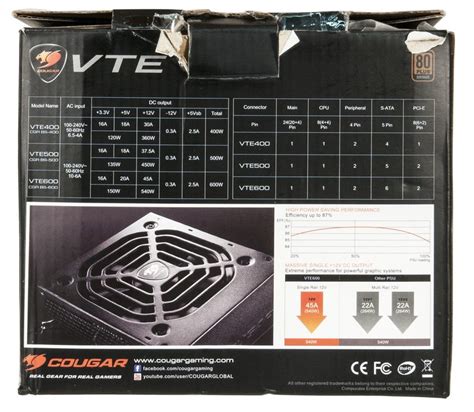 Блок питания Cougar VTE600 (CGR BS-600) мощностью 600 Вт | Обзоры ...