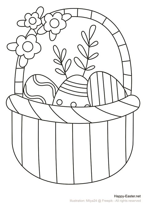 Free Printable Coloring Page Easter Basket With Flowers