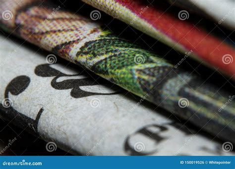 Macro Shots A Newspaper Closeup Picture Stock Photo Image Of Blue