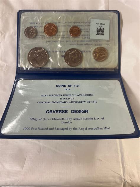 1978 Fiji Set Of 6 Mint Specimen Uncirculated Coins In Blue Folder