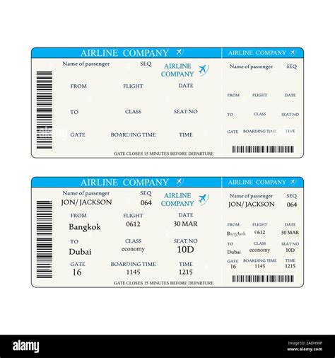 Boarding Pass Template Flat Vector Illustration Stock Vector Image