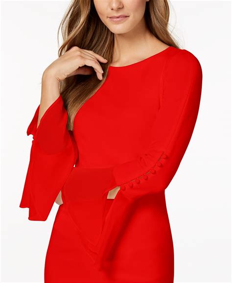 Calvin Klein Chiffon Bell Sleeve Sheath Dress And Reviews Dresses