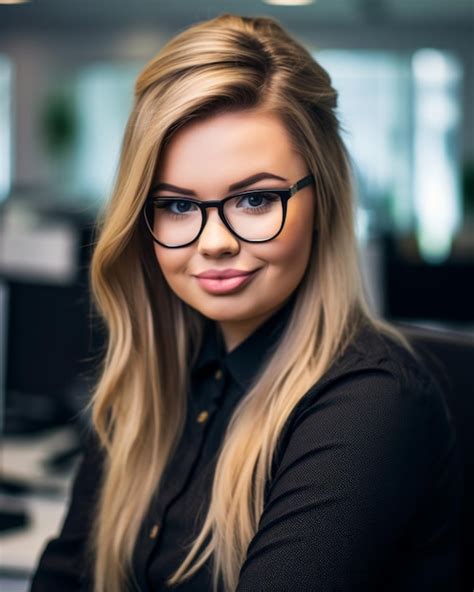 Premium Photo A Beautiful Blonde Woman Wearing Glasses In An Office