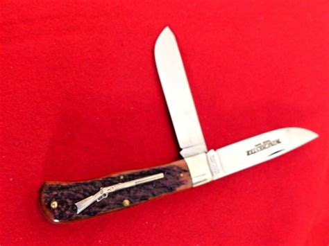 Winchester Usa Rifle Shield Bone Jumbo Trapper Knife Mint Box Ld