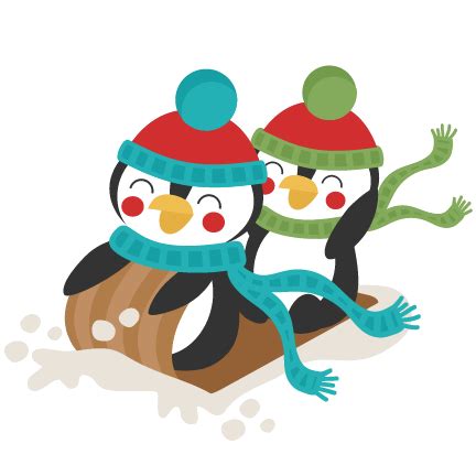 Penguins Sledding Winter Svg Scrapbook Cut File Cute Clipart Files For