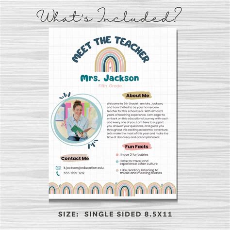 Back To School Letter Meet The Teacher Editable Template Boho Rainbow