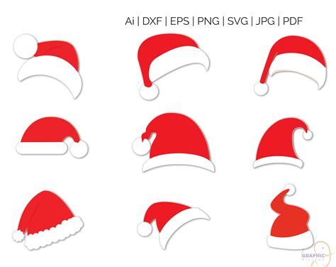 Christmas Santa Hat SVG Digital Silhouette And Cricut Cut Etsy