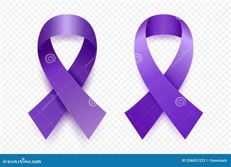 Vector D Realistic Purple Ribbon Set Pancreatic Cancer Awareness