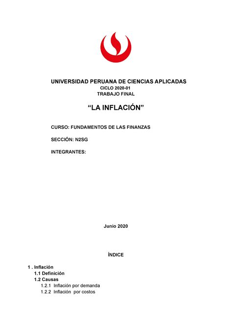 Trabajo Final Fundamento Finanzas UNIVERSIDAD PERUANA DE CIENCIAS