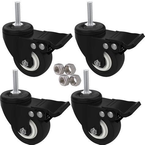 Buy MySit 2 Stem Casters With Brake 3 8 16x1 Heavy Duty Threaded