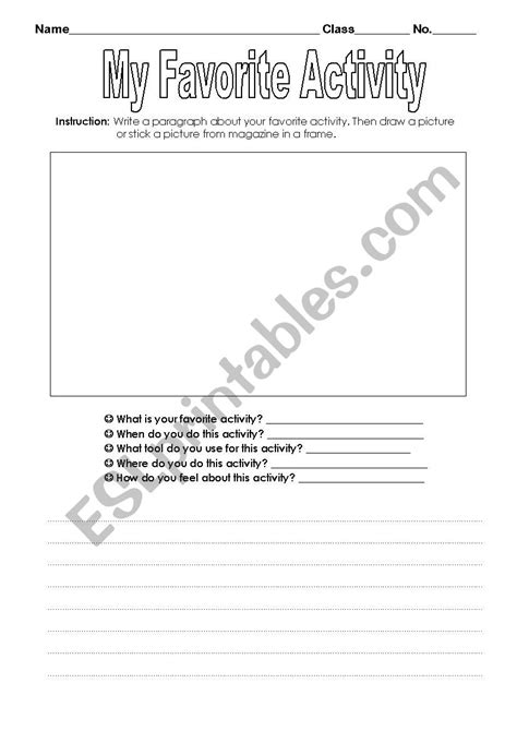 My Favorite Activity Esl Worksheet By Napatt