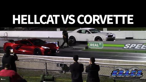 Video Dodge Challenger Hellcat Drag Races C Chevrolet Corvette