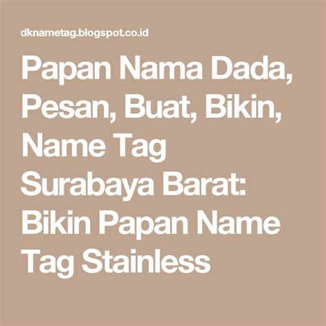 Papan Nama Dada Pesan Buat Bikin Name Tag Surabaya Barat Bikin