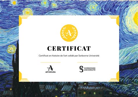 Mon certificat Art Explora Academy Validé par Sorbonne Université