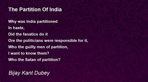 The Partition Of India by Bijay Kant Dubey - The Partition Of India Poem