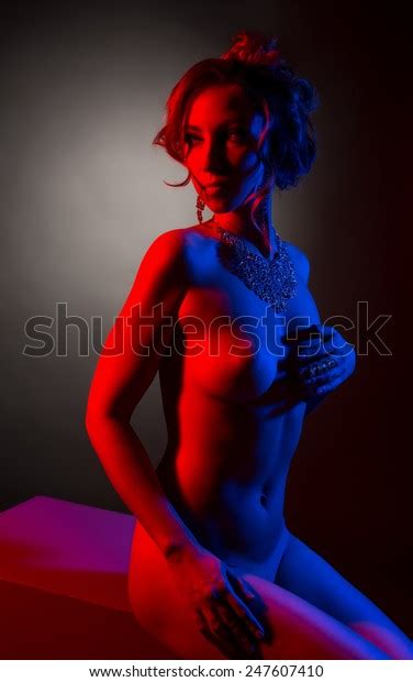 Beautiful Naked Model Posing Red Blue Stock Photo 247607410 Shutterstock