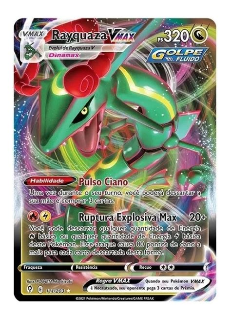 Carta Pok Mon Ultra Rara Rayquaza Vmax Brinde