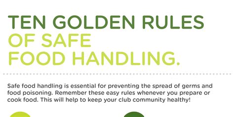 10 Golden Rules Of Safe Food Handling Poster Good Sports