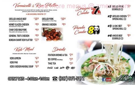 Online Menu Of La Pho Noodle House And Seafood Restaurant Lake Charles