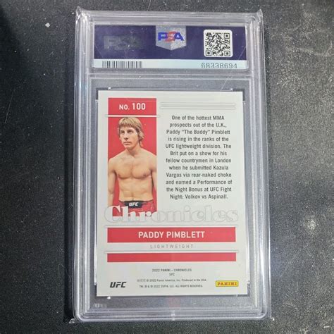 2022 Panini Chronicles UFC Rookies 100 Paddy Pimblett RC For Sale