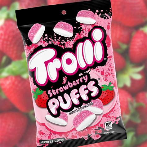 Trolli Strawberry Puffs Summer Candy Pack Of 3 425 Ounces Per Bag