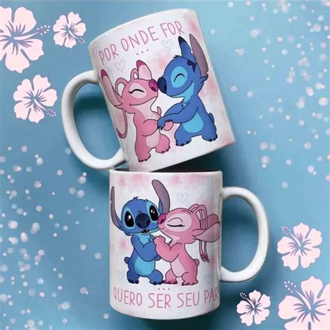 Caneca Stitch E Namorada Dia Dos Namorados Xicara Romantica